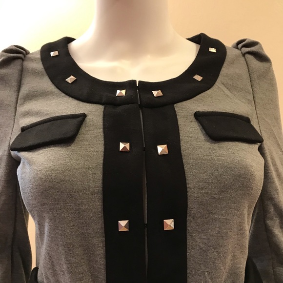 TCEC Blazer Jacket Grey Black Slim Fitted Cropped - Picture 6 of 15